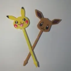 Pokemon　Cafe　ピカチュウ　イーブイ　ピック　２本セット