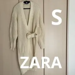 ZARAザラ　オーバーサイズロングニットカーディガン　ガウン　アイボリーS
