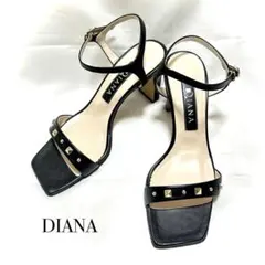 ✴︎ 【限定】 DIANA 黒 スタッズ アンクルストラップ サンダル 板ヒール✴︎