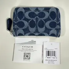 正規品】COACHコーチ デニム キルティング ジップ カードケースCAR26