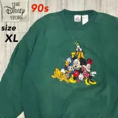90s DISNEY STORE ディズニー 刺繍 スウェット トレーナー