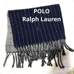 【POLO Ralph Lauren ポロ ラルフ】ストライプマフラー 紺