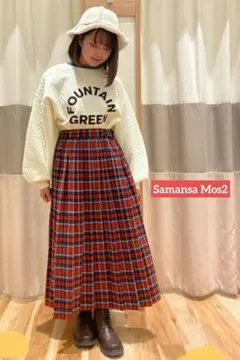 ※Samansa Mos2※柄アソートプリーツスカート　レッドチェック　Fサイズ