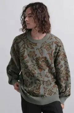 【美品】HARE モールジャガードフラワープルオーバー　グレー　ニット　花柄