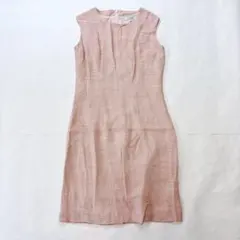 レリアン　ノースリーブワンピース　無地　リネン混　ピンク　Sサイズ