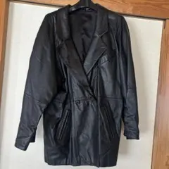 牛皮ブラックレザーダブルブレストジャケット