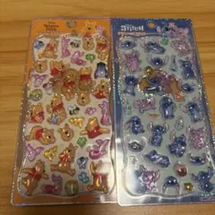 【プチドロップステッカー】くまのプーさん＆スティッチ2