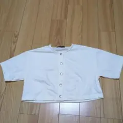 新品☆コムサイズム　アイボリー　5分袖 クルーネック カーディガン110cm