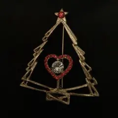 美品　ブローチ　クリスマスツリー　ゴールド