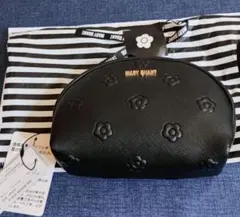 新品未使用　MARY QUANT ブラックポーチ 花柄エンボス