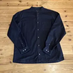 無印良品 洗いざらしオックススタンド カラーシャツ 紳士L・黒