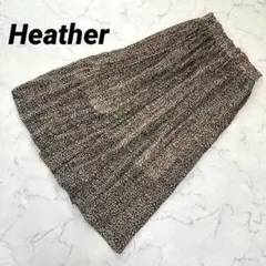 【ヘザー】 レオパード柄 プリーツスカート ロング フレア ウエストゴム 豹柄のサムネイル