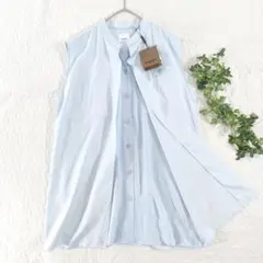 新品✨BURBERRY　現行　ダブルファブリックシャツブラウス　ライトブルー