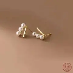 X783 ピアス レディース ゴールド k18 S925 淡水パール