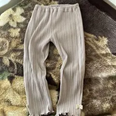 薄紫 リブ編み フリル裾 レギンス