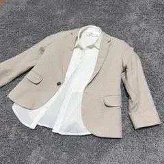 子供用フォーマルスーツ ジャケットシャツセット ベージュ リネン混紡 120