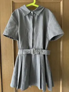 GRL 半袖ミニワンピース グレー フリーサイズ
