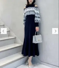 ノルディックジャカードドッキングニットワンピース　マーキュリーデュオ