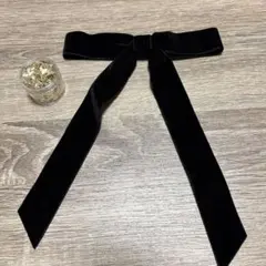 黒 ベロアリボン 金箔セット　ヘアアクセサリー　ベルベットリボン