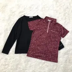 美品♪ELLE SPORT 半袖モックネック 長袖シャツ 2点セット 総柄のサムネイル