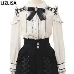 LIZLISA エアリーレースアップブラウス ホワイト 白のサムネイル