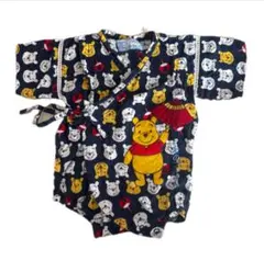 ディズニー　プーさん　甚平　ロンパース　ネイビー　70