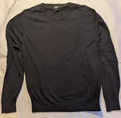 UNIQLO ブラック クルーネック コットンニット Mサイズ