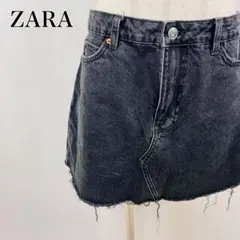 ザラ　大人カジュアル　デニム　ダメージ加工　台形スカート　ミニスカート 4792