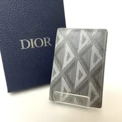 Dior ディオール CD ダイヤモンド 二つ折り カードケース グレー 中古