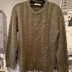 Clipsa オリーブグリーン ケーブルニットセーター