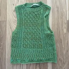 ZARA グリーン ニットベスト S
