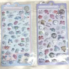 ボンボンドロップ シール ブルー 青 ぷっくり 立体 3D うるちゅる かわいい