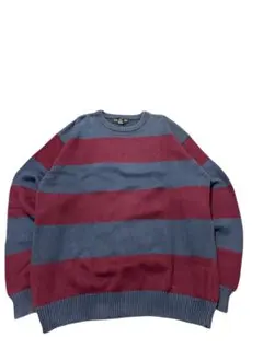 90s CROFT&BARROW コットンニット 太ボーダー 好配色