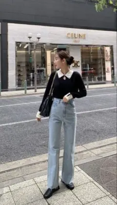 GRL フリンジヘムセミフレアデニムパンツ 新品未使用タグ付き