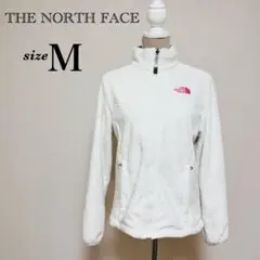 THE NORTH FACE フルジップ フリース ホワイト　ピンク ロゴ刺繍