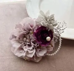 再販！【売れ筋】**コサージュ　パープル×くすみカラー 入学・卒業