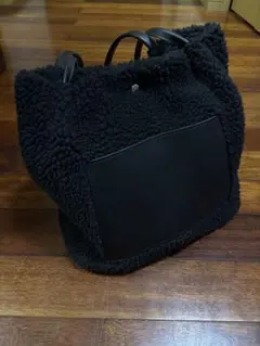 DHOLIC ボア素材 レザートートバッグ 黒 約30cmのサムネイル