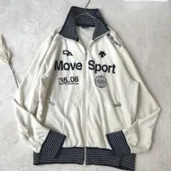 【DESCENTE デサント　ブルゾン】ジップアップ　オフホワイト　ロゴ　XO