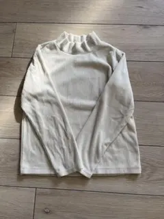 ユニクロ　リブフリースハイネック長袖　白140cm