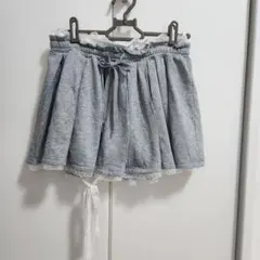 ルムネル rumnel:　レースペチパンツ付きスウェットミニスカート　グレー