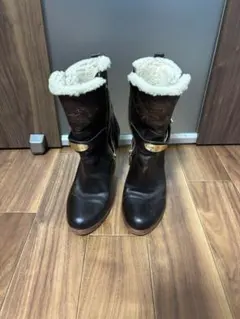 マイケルコース ダークブラウン レザー ムートンブーツ