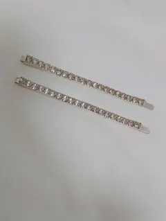 クリスタル装飾 シルバー ヘアピン 2本セット