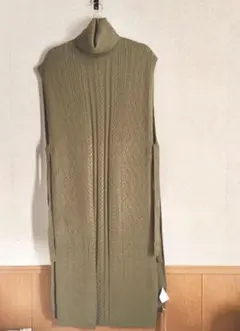 オゾック/ozoc☆ポンチョ風 ニットジレ カーキ