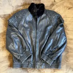 希少メンズ リバーシブル ジャケット レザー ミンクファー 中綿 防寒 ブラック