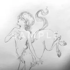 オリジナルイラスト 手描き アナログ 美少年 ケンタウロス ユニコーン 一角獣