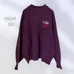 H&M 長袖ニットセーター　薄手　ゆったりめ　ロゴ刺繍　シンプル