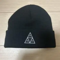 HUF ニット帽 黒 三角形ロゴ