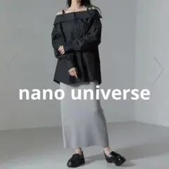【極美品】ナノユニバース オフショルダー デザイン シャツ ブラウス 黒