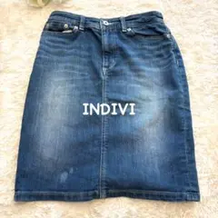 【INDIVI】デニムスカート ミディ丈 タイト Mサイズ