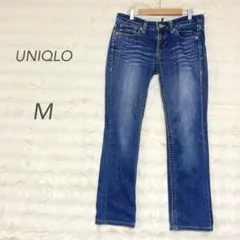 ユニクロ/デニムパンツ/ブルー/ストレート/美脚/カジュアル/定番/細見え